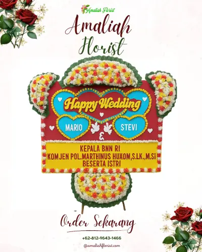 Karangan Papan Bunga Pernikahan di Rancabolang